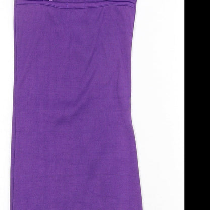 PK Clothing Womens Purple Polyester A-Line Size S Round Neck Pullover