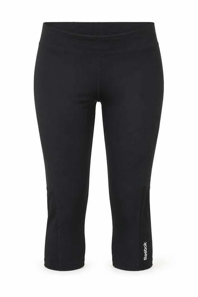 Womens UK Size XS Reebok Regular Fit Cropped Black Leggings