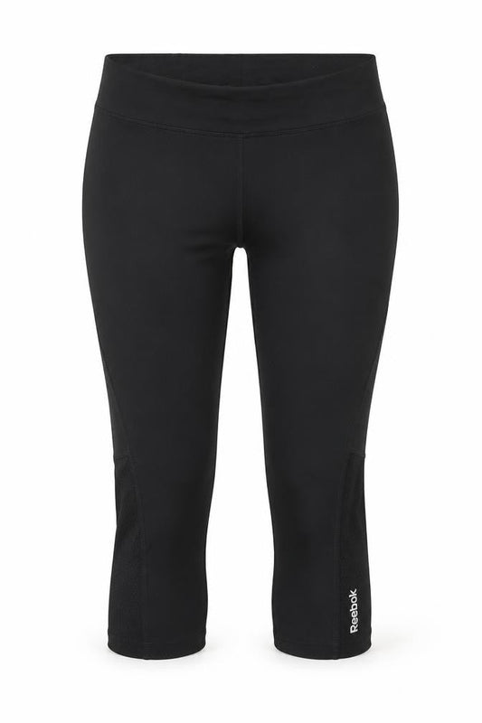 Womens UK Size XS Reebok Regular Fit Cropped Black Leggings