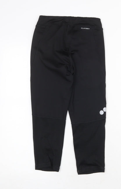 Reebok Womens Black Polyester Cropped Leggings Size XS Regular Pullover - Logo