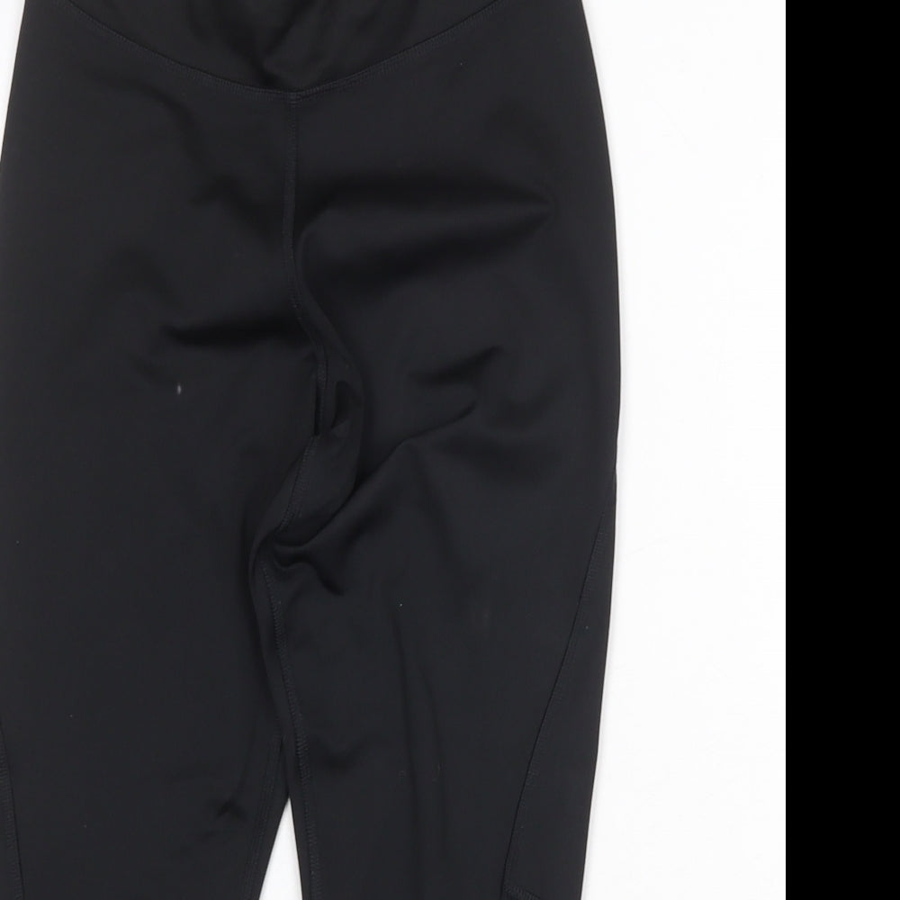 Reebok Womens Black Polyester Cropped Leggings Size XS Regular Pullover - Logo
