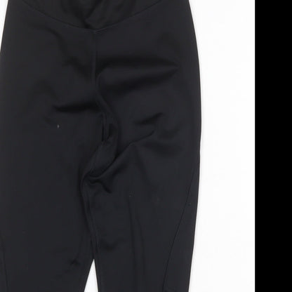 Reebok Womens Black Polyester Cropped Leggings Size XS Regular Pullover - Logo