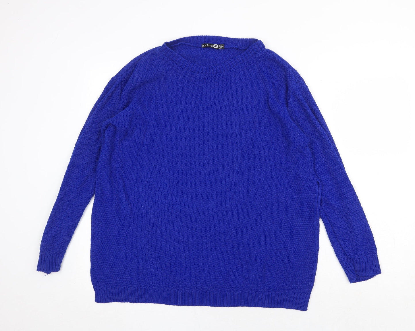 Boohoo Womens Blue Boat Neck Acrylic Pullover Jumper Size 12