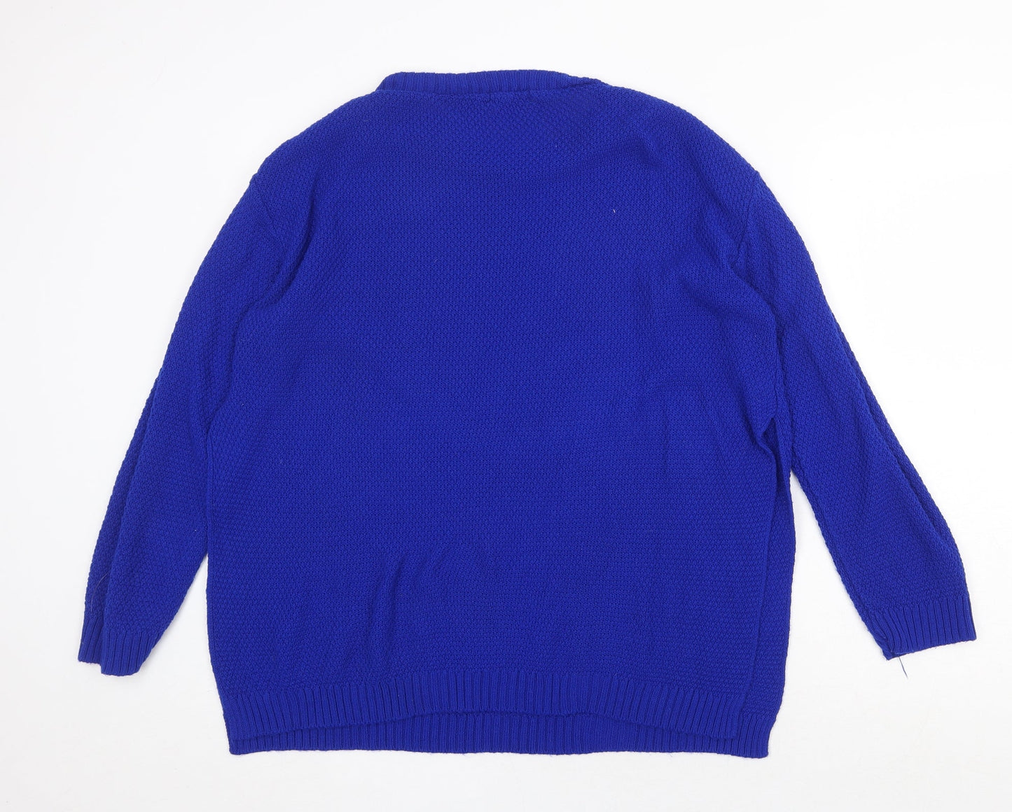 Boohoo Womens Blue Boat Neck Acrylic Pullover Jumper Size 12