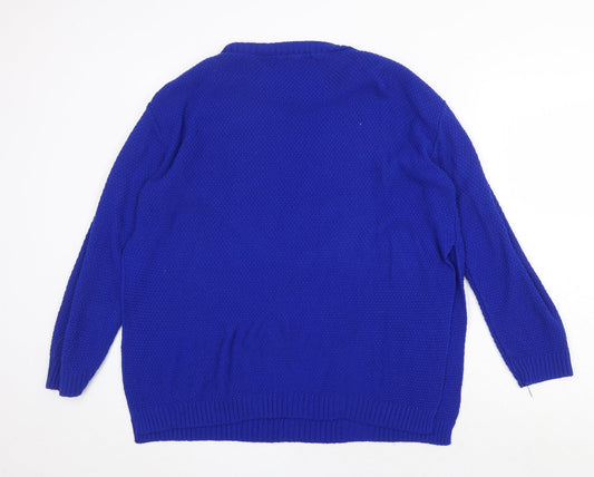 Boohoo Womens Blue Boat Neck Acrylic Pullover Jumper Size 12