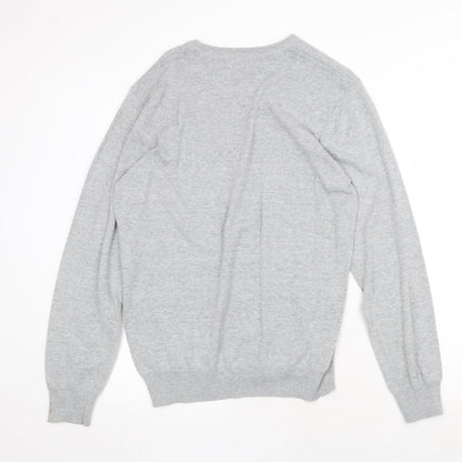 Easy Mens Grey Round Neck Cotton Pullover Jumper Size M Long Sleeve