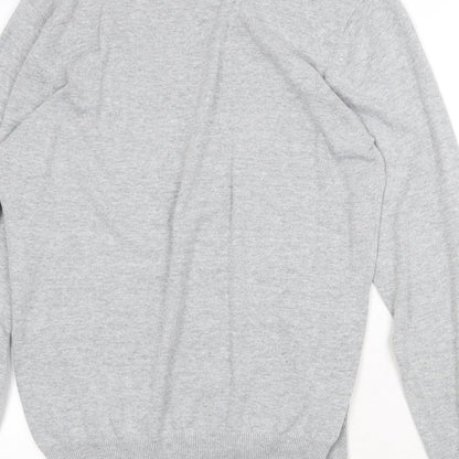 Easy Mens Grey Round Neck Cotton Pullover Jumper Size M Long Sleeve