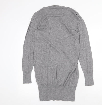 Klass Womens Grey Geometric Viscose Jumper Dress Size S Round Neck Pullover - Heart Pattern