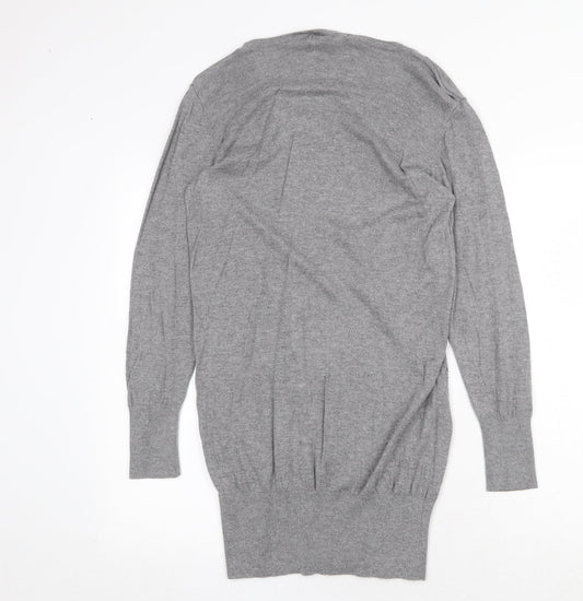 Klass Womens Grey Geometric Viscose Jumper Dress Size S Round Neck Pullover - Heart Pattern