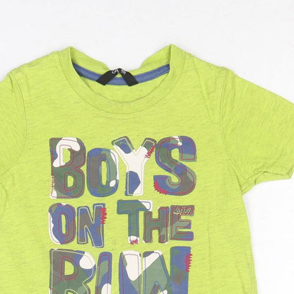 George Boys Green Cotton Basic T-Shirt Size 2-3 Years Round Neck Pullover - Boys on the run