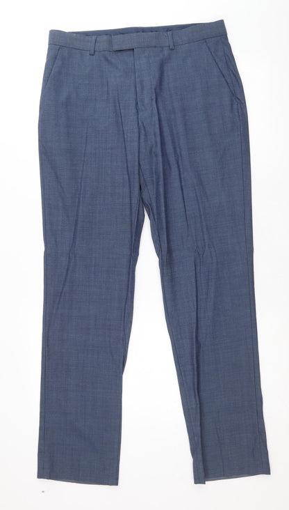 Matalan Mens Blue Polyester Dress Pants Trousers Size 32 in Regular Zip
