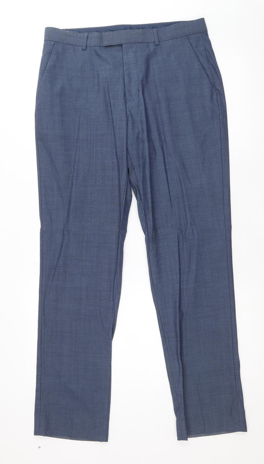 Matalan Mens Blue Polyester Dress Pants Trousers Size 32 in Regular Zip