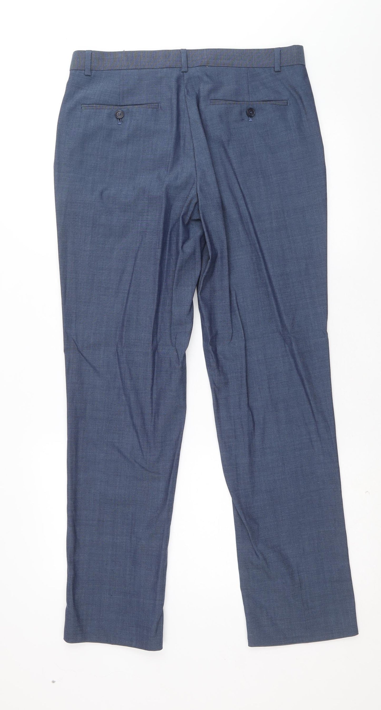 Matalan Mens Blue Polyester Dress Pants Trousers Size 32 in Regular Zip