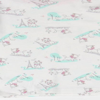 George Girls White Geometric Cotton Basic T-Shirt Size 9-12 Months Round Neck Pullover - Marie the cat disney