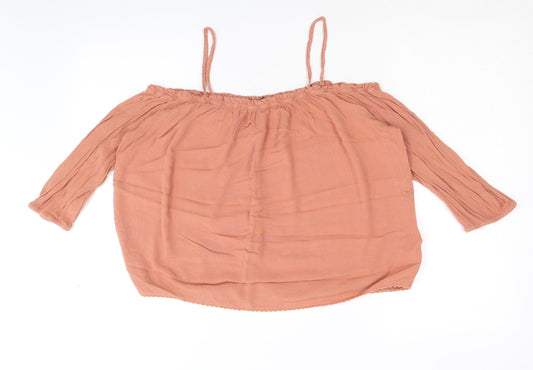 Womens UK Size 8 New Look Brown Basic Blouse