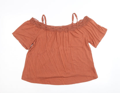 Womens UK Size 10 New Look Brown Basic Blouse