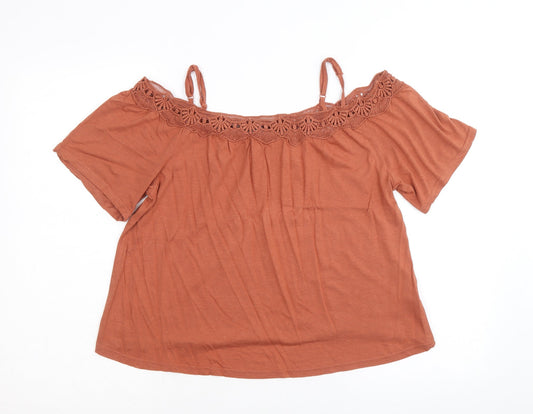 Womens UK Size 10 New Look Brown Basic Blouse