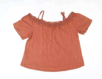 Womens UK Size 10 New Look Brown Basic Blouse