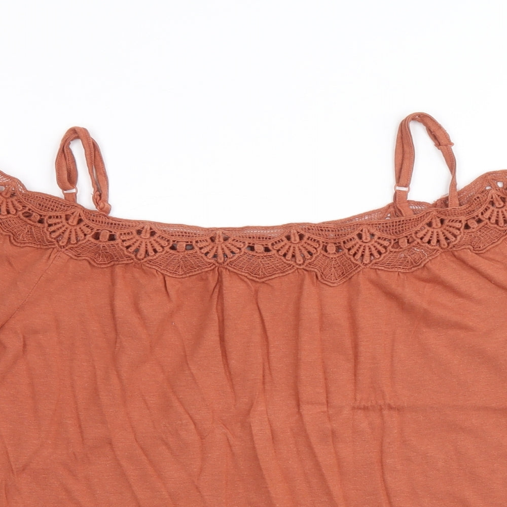 Womens UK Size 10 New Look Brown Basic Blouse