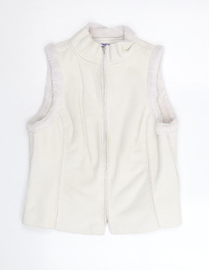 Autonomy Womens Beige Gilet Jacket Size 14 Zip - Suede Effect