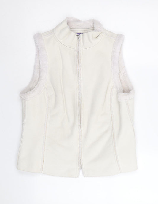 Autonomy Womens Beige Gilet Jacket Size 14 Zip - Suede Effect