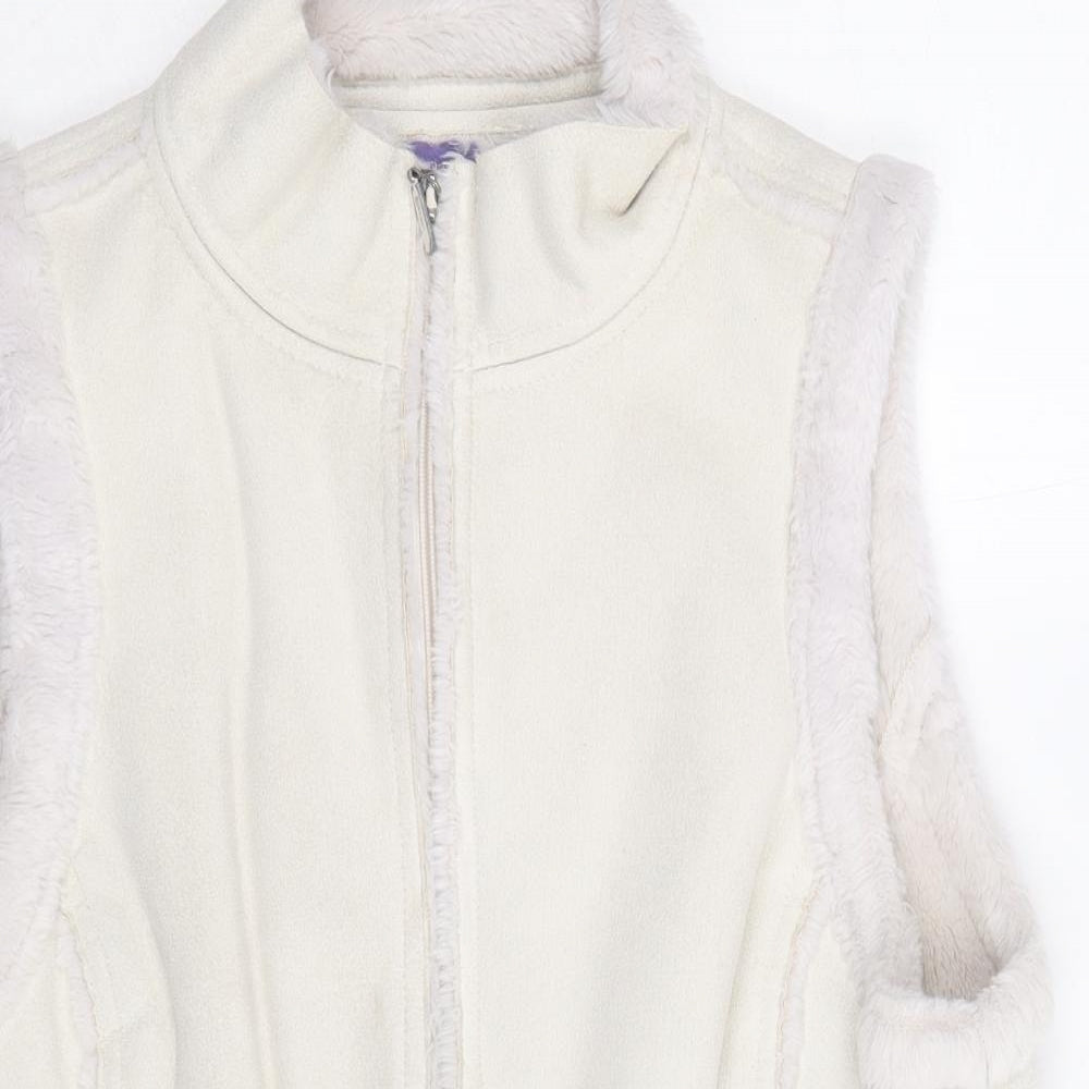 Autonomy Womens Beige Gilet Jacket Size 14 Zip - Suede Effect