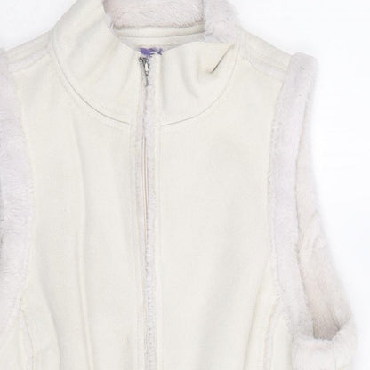 Autonomy Womens Beige Gilet Jacket Size 14 Zip - Suede Effect