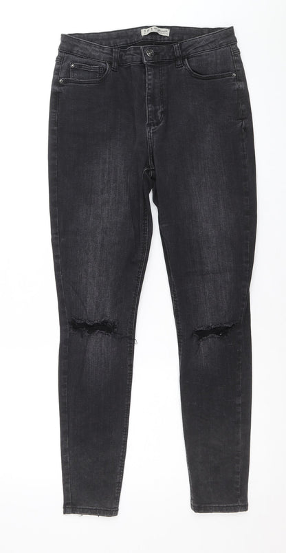 Denim & Co. Womens Black Cotton Skinny Jeans Size 12 Regular Zip