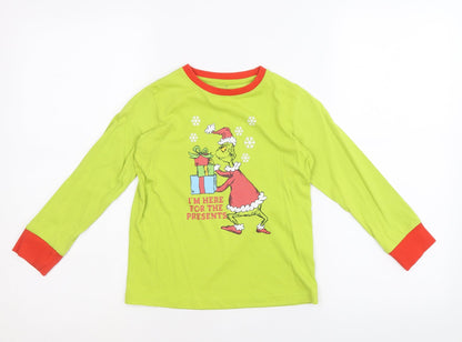Dr. Seuss Boys Green 100% Cotton Basic T-Shirt Size 5-6 Years Round Neck Pullover - Grinch