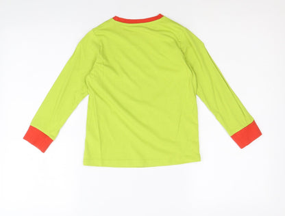 Dr. Seuss Boys Green 100% Cotton Basic T-Shirt Size 5-6 Years Round Neck Pullover - Grinch