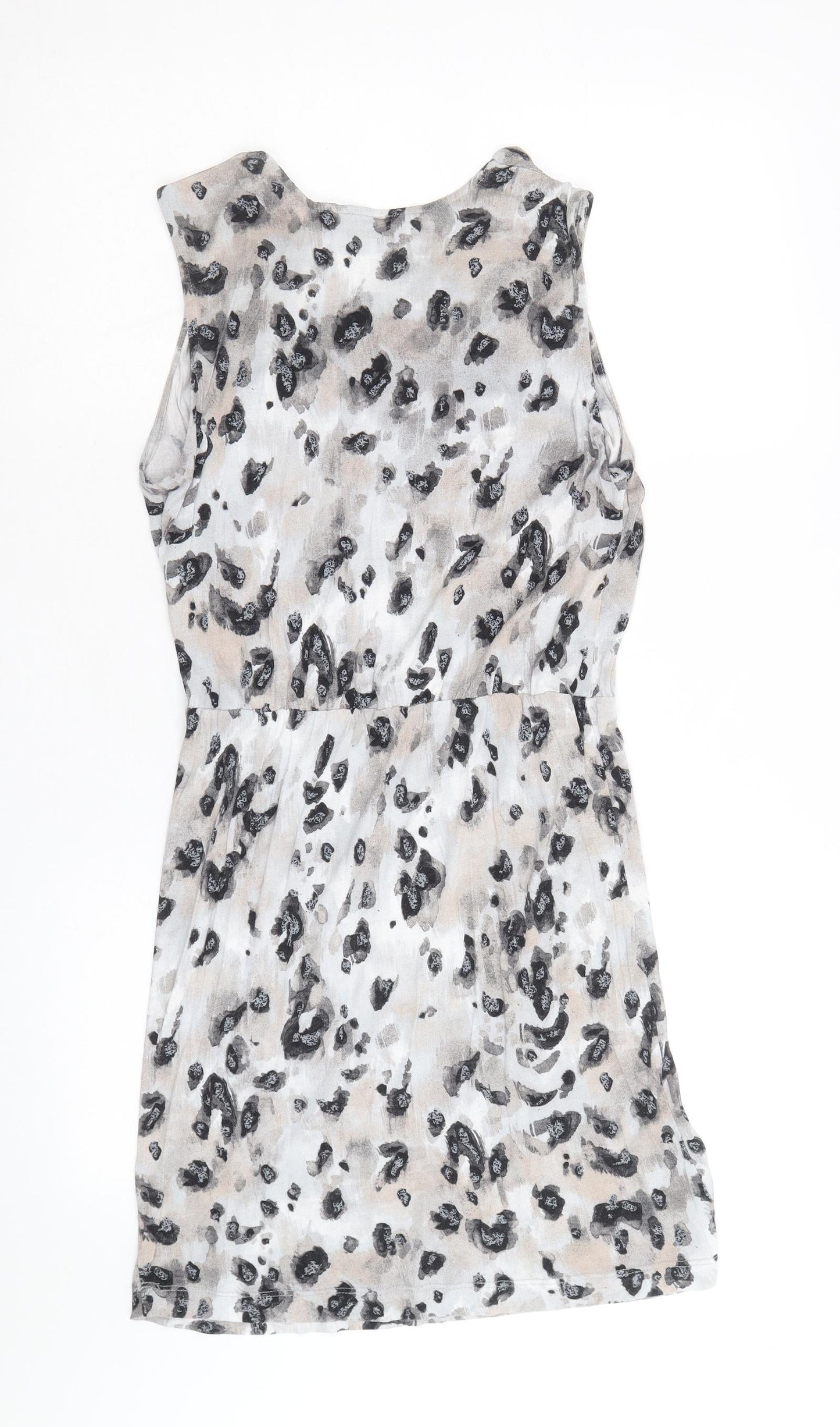 TU Womens Grey Geometric Viscose A-Line Size 8 Cowl Neck Pullover