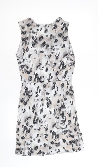 TU Womens Grey Geometric Viscose A-Line Size 8 Cowl Neck Pullover