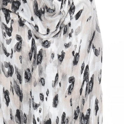 TU Womens Grey Geometric Viscose A-Line Size 8 Cowl Neck Pullover