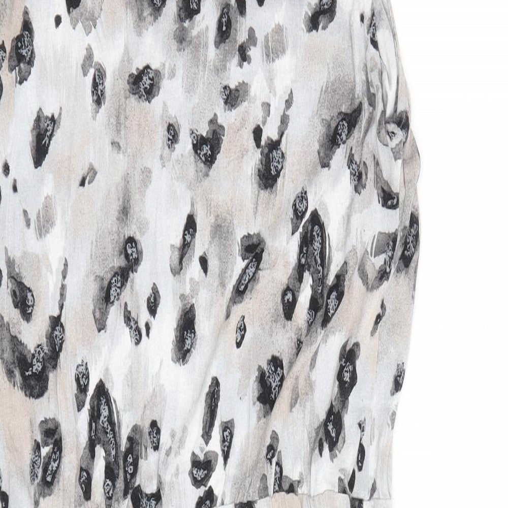 TU Womens Grey Geometric Viscose A-Line Size 8 Cowl Neck Pullover