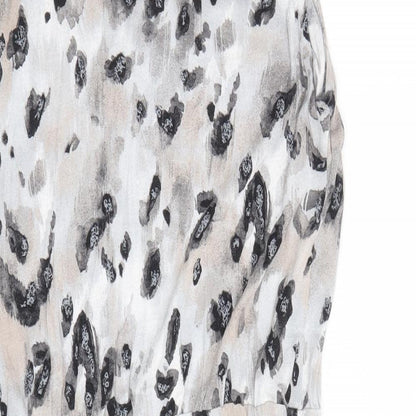 TU Womens Grey Geometric Viscose A-Line Size 8 Cowl Neck Pullover