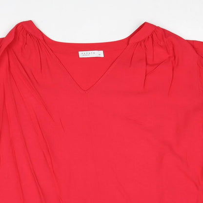 Papaya Womens Pink Viscose Basic T-Shirt Size 14 V-Neck