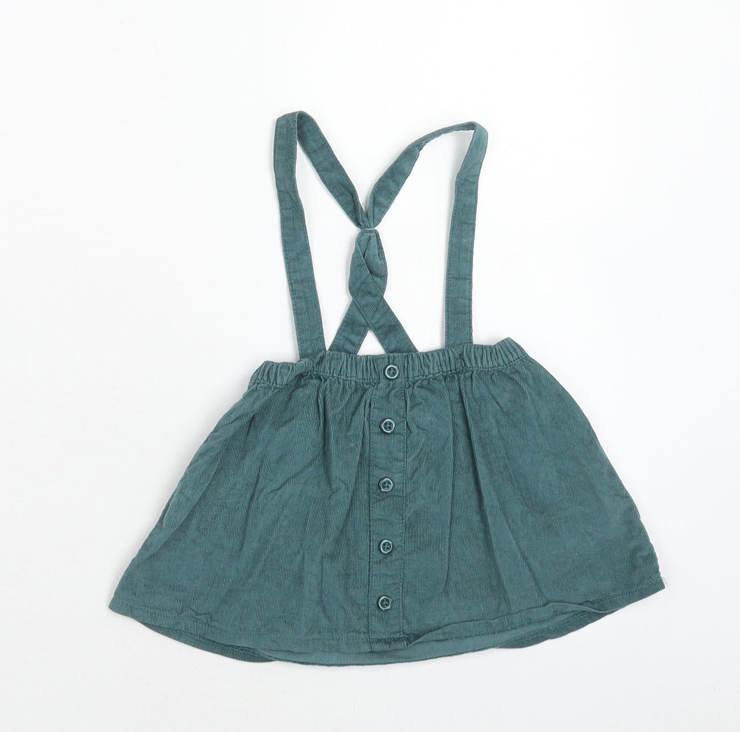 George Girls Green Cotton Skater Skirt Size 9-12 Months Button