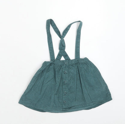 George Girls Green Cotton Skater Skirt Size 9-12 Months Button