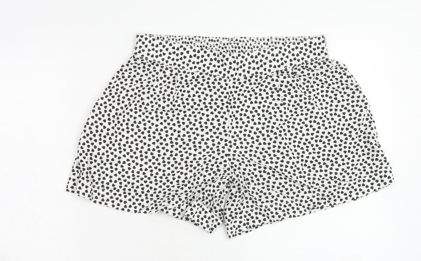 Papaya Womens White Geometric Viscose Bermuda Shorts Size 10 Regular Pull On - Heart Pattern