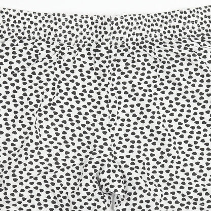 Papaya Womens White Geometric Viscose Bermuda Shorts Size 10 Regular Pull On - Heart Pattern