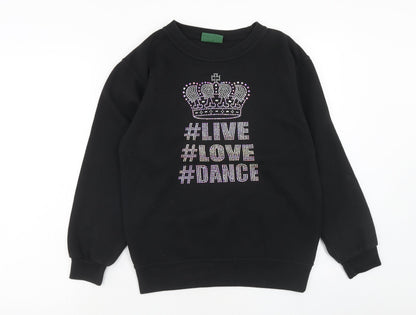 Deluxe Sweats Womens Black Cotton Pullover Sweatshirt Size XS Pullover - Live Love Dance