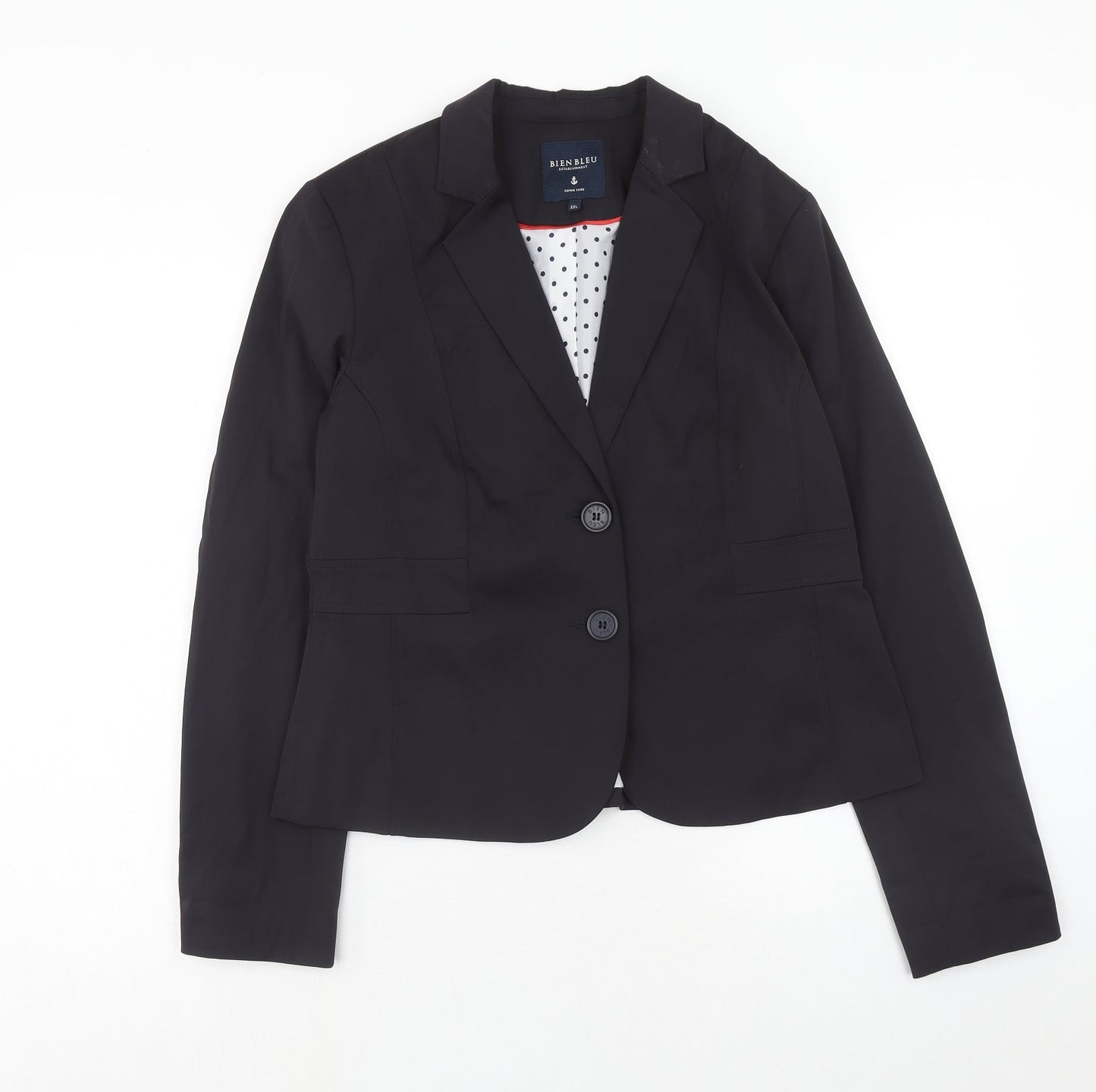 Bien Bleu Womens Blue Polyester Jacket Suit Jacket Size 2XL