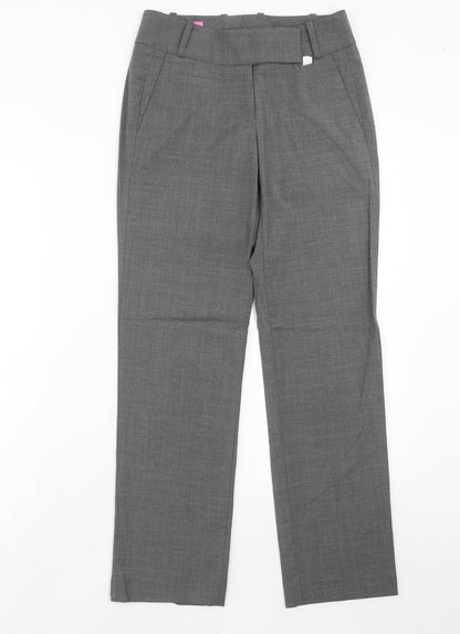 Brook Taverner Womens Grey Polyester Chino Trousers Size 30 in Regular Hook & Eye