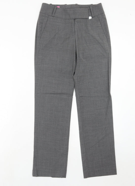 Brook Taverner Womens Grey Polyester Chino Trousers Size 30 in Regular Hook & Eye