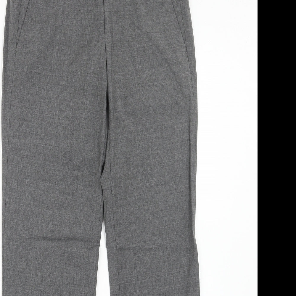Brook Taverner Womens Grey Polyester Chino Trousers Size 30 in Regular Hook & Eye
