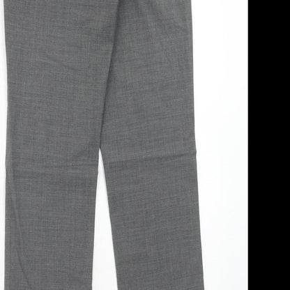 Brook Taverner Womens Grey Polyester Chino Trousers Size 30 in Regular Hook & Eye