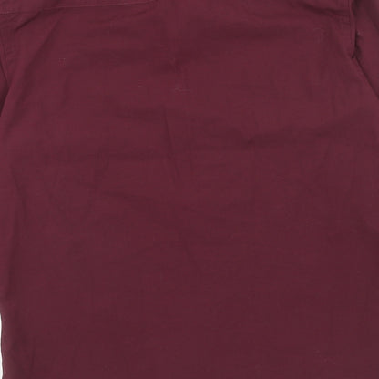 Retro Fire Mens Purple Polyester Button-Up Size M Collared Button