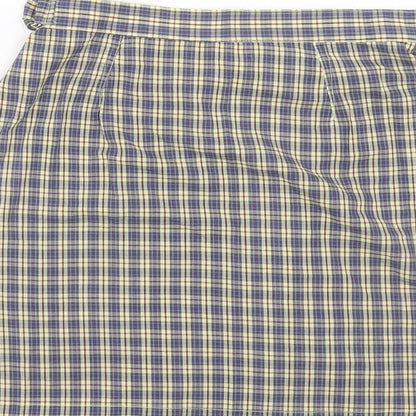 Dorothy Perkins Womens Yellow Plaid Polyester Wrap Skirt Size 12 Buckle