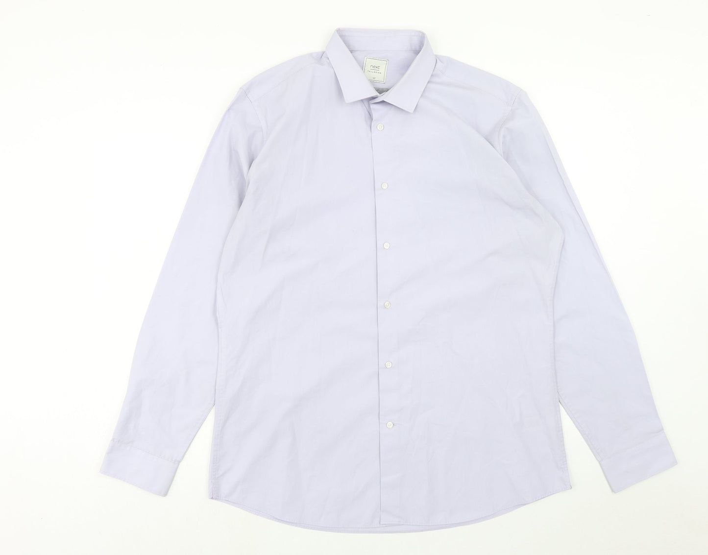 Mens UK Size 17 NEXT Purple  Button-Up Long Sleeve Casual Shirt