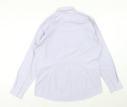 Mens UK Size 17 NEXT Purple  Button-Up Long Sleeve Casual Shirt